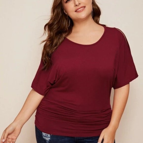 XL NEW Plus Split Sleeve Solid Tee - Picture 4 of 5